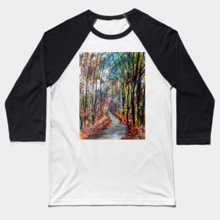 Inviting Autumn Woodland Lane Baseball T-Shirt